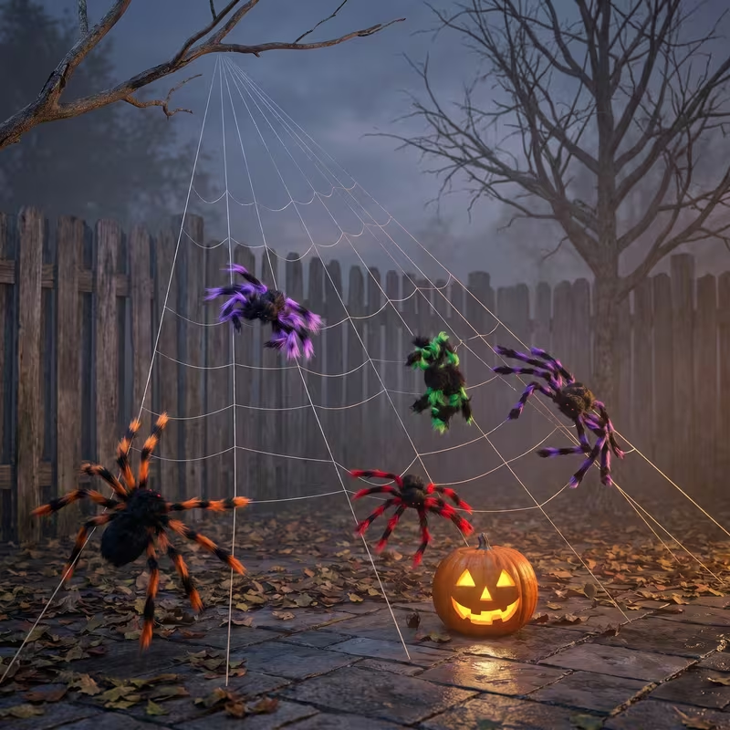 5pcs Halloween Red Eyes Giant Spider, Halloween Statue Decorations, for Yard Party Lawn Garden Decorations Indoor Decor and Haunted Houses Prop.