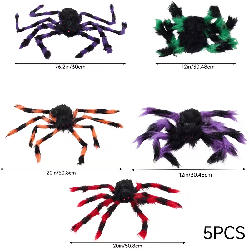 5pcs Halloween Red Eyes Giant Spider, Halloween Statue Decorations, for Yard Party Lawn Garden Decorations Indoor Decor and Haunted Houses Prop.